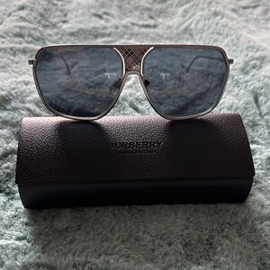 Burberry Gunmetal/Silver Aviator Sunglasses